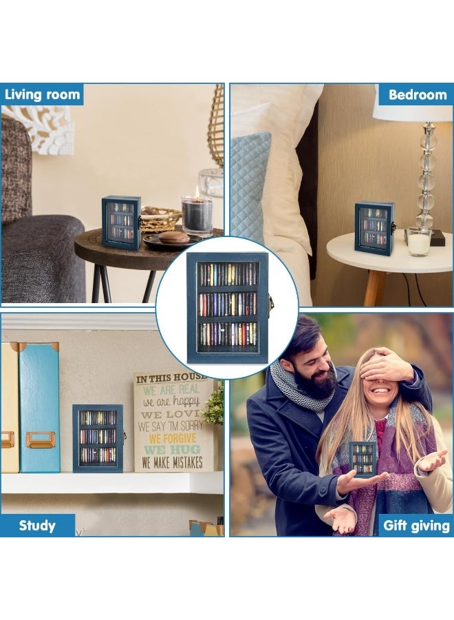 XiuWoo Creative Anti-Anxiety Bookshelf, Mini Bookshelf Ornament, Stress Reliever, Miniature Bookshelf Decor Shake Bookshelf, Miniature Book Library, Arrangement Stress Relief Gift With 60 Pcs Mini Books - Image 4