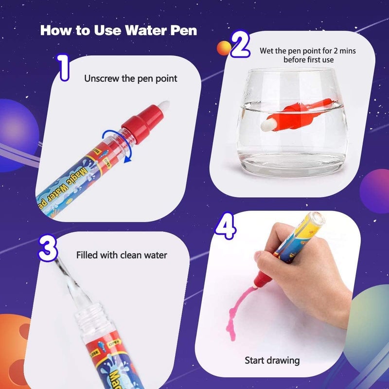 Coolplay Space Water Drawing Mat with Painting Tools, Paint with Water Doodle Mat Children Educational Toys for Kids Travel Activities Boys Girls Toys 3 4 5 6 7 8 Years Old - Image 5
