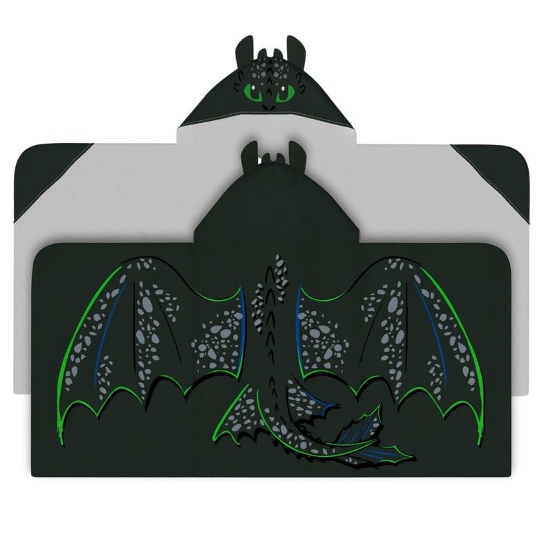 Franco How to Train Your Dragon Toothless Super Soft Bath/Pool/Beach Soft Cotton Terry Hooded Towel Wrap  24 in x 50 in  (Officially Licensed Product) by Franco - Image 1