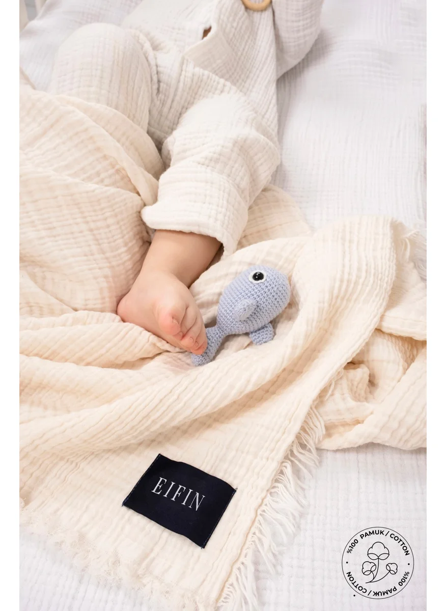 EIFIN Eıfın 4 Layer Muslin Multi-Purpose Baby & Kids Muslin Cover Blanket 100% Cotton 110 x 110 cm
