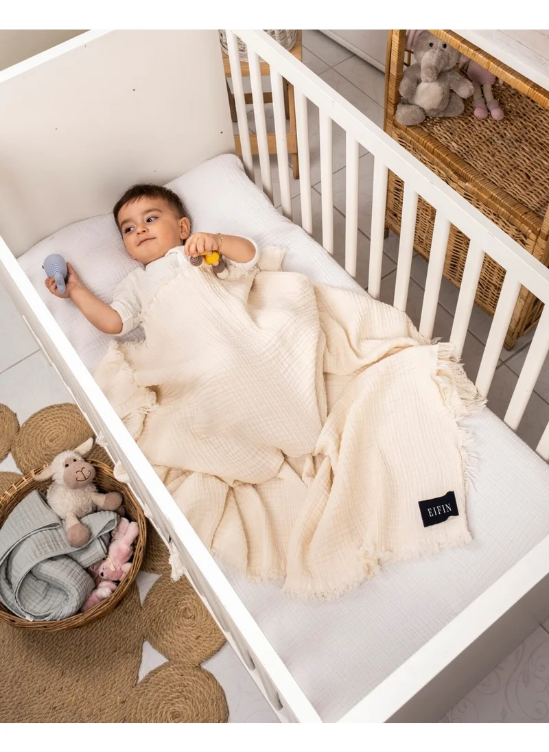 EIFIN Eıfın 4 Layer Muslin Multi-Purpose Baby & Kids Muslin Cover Blanket 100% Cotton 110 x 110 cm