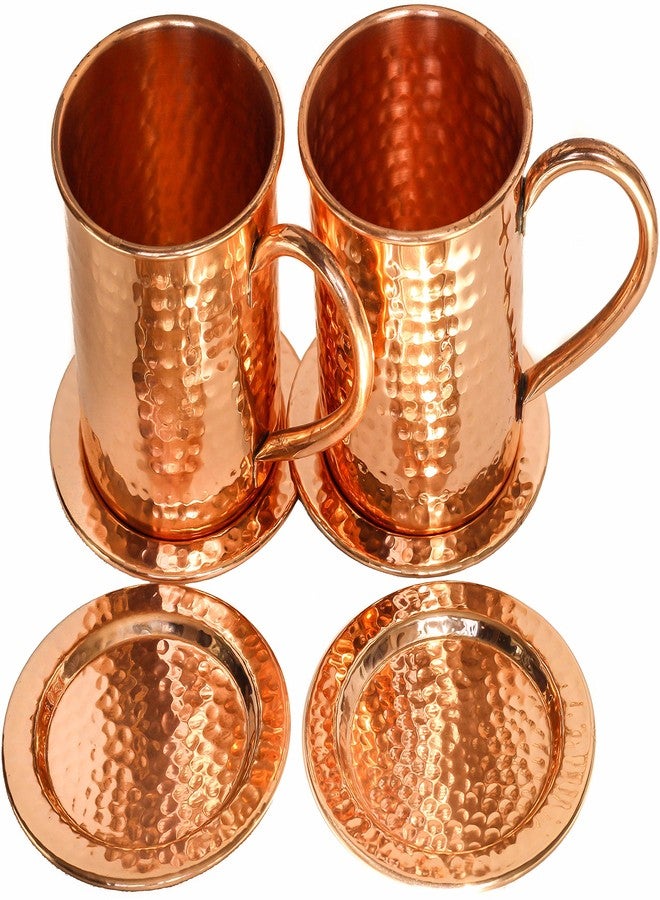 PureCopper Solid Copper Coasters - Set of 4 Handcrafted Hammered Artisan Coasters for Copper Mugs (4, Hammered Copper) - Image 2
