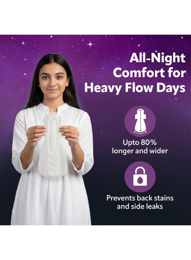 عشية أي وقت مضى فوط صحية Evereve Comfort Nights بمقاس XXXL+ وطول 420 مم؛ تتميز بطول أكبر بنسبة 80% وجزء خلفي أعرض لتوفير حماية طوال الليل، وقدرة عالية جداً على امتصاص التدفق الغزير ليلاً، وحماية من التسرب تصل إلى 100%، مع توفير راحة تامة بفضل تصميمها جيد التهوية الذي يقي من الطفح الجلدي؛ العبوة تحتوي على 20 × 2 فوطة. - Image 4