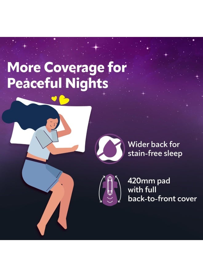 عشية أي وقت مضى فوط صحية Evereve Comfort Nights بمقاس XXXL+ وطول 420 مم؛ تتميز بطول أكبر بنسبة 80% وجزء خلفي أعرض لتوفير حماية طوال الليل، وقدرة عالية جداً على امتصاص التدفق الغزير ليلاً، وحماية من التسرب تصل إلى 100%، مع توفير راحة تامة بفضل تصميمها جيد التهوية الذي يقي من الطفح الجلدي؛ العبوة تحتوي على 20 × 2 فوطة. - Image 3