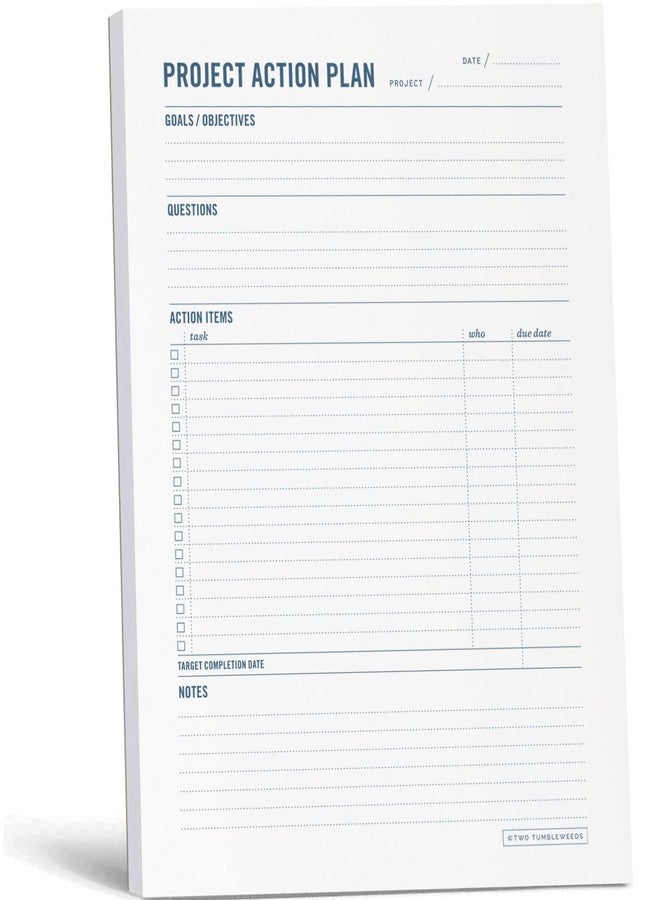 Two Tumbleweeds Project Planner Notepad - 7 x 10” Planning Pad for Project Management with Checklist, Action Items, Notes - Task Planner - To Do List Organizer For Work & School - 50 Sheets - Image 1