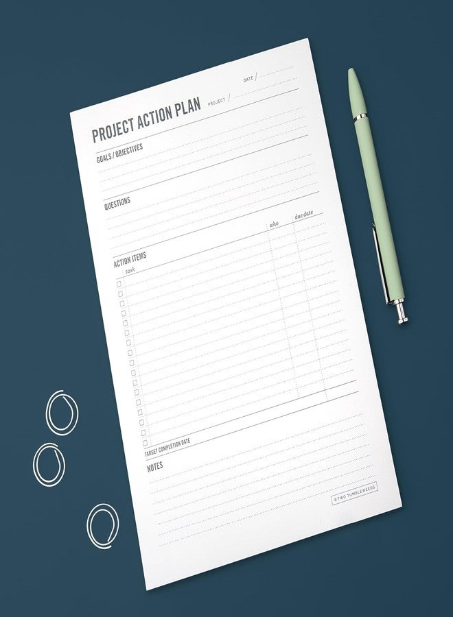 Two Tumbleweeds Project Planner Notepad - 7 x 10” Planning Pad for Project Management with Checklist, Action Items, Notes - Task Planner - To Do List Organizer For Work & School - 50 Sheets - Image 2