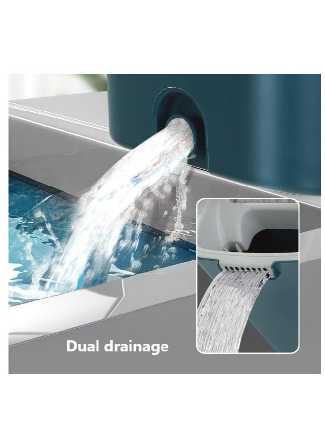 SKY-TOUCH - Flat Mop Bucket System with Wringer Set Squeeze Mop Bucket Set with Long Handle for Home Office Floor Wall Windows Premium Quality mop for cleaning floor - Image 1