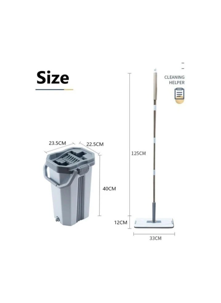 SKY-TOUCH - Flat Mop Bucket System with Wringer Set Squeeze Mop Bucket Set with Long Handle for Home Office Floor Wall Windows Premium Quality mop for cleaning floor - Image 1