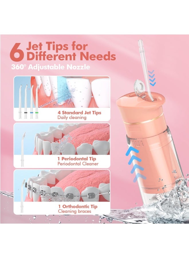 Bezvoi Water Flosser Mini Cordless Portable: 5 Modes Water Dental Floss with Telescopic Water Tank, 6 Tips, IPX7 Waterproof Oral Irrigator for Teeth Cleaning Gums,Orthodontic,Braces Dental Care (Peach Fuzz)  - Image 5
