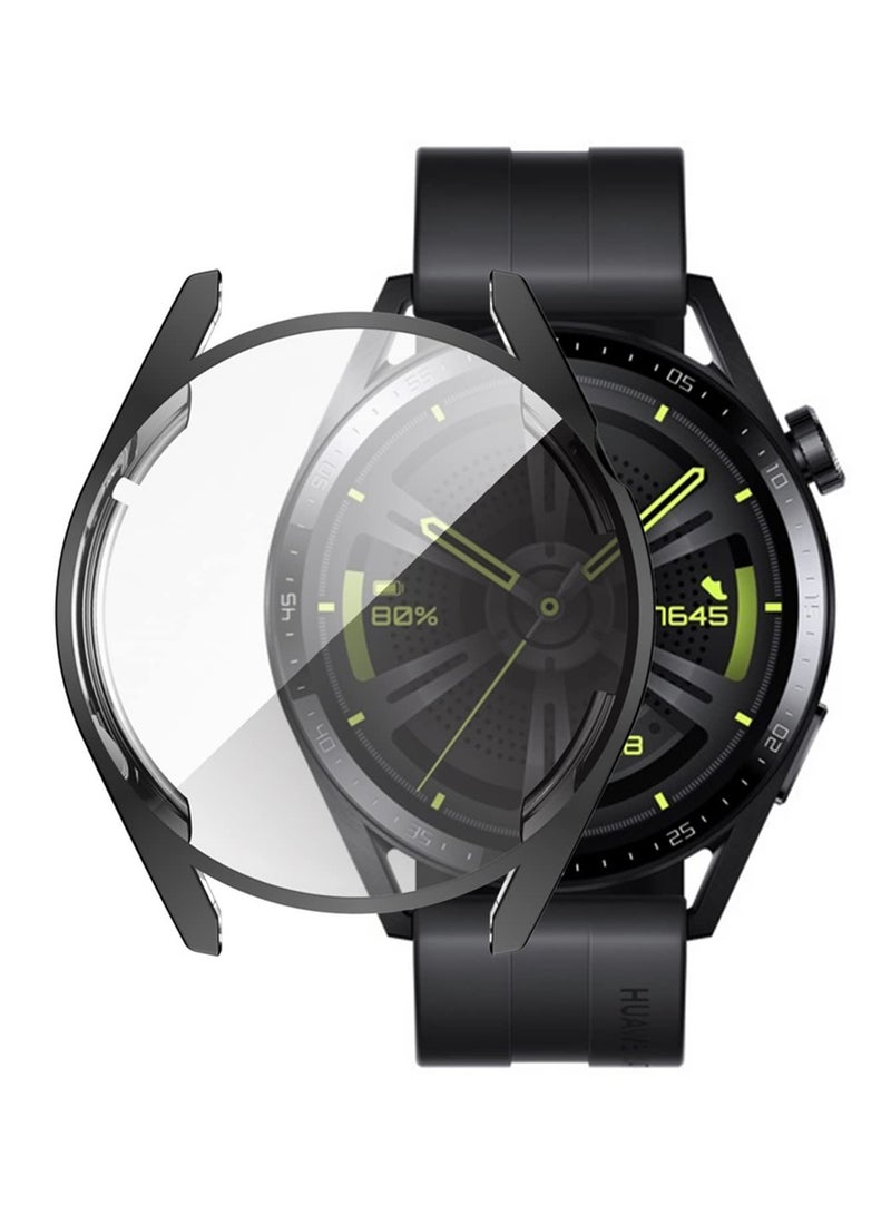 1PCS Flexible TPU Case for Huawei Watch GT3 46mm Durable Soft Bumper Cover with Screen Protector Shockproof Accessories Slim Fit Shell Smartwatch Protective Case - Image 1