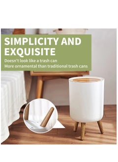 Arabest Trash can 1.8 Gallon，Dsektop garbage can 0.5 Gallon (2 Pieces) Mini Trash can with press top Lid, Nordic Modern waste basket, Office, Outdoor，Dog proof trash can(White)  - Image 4