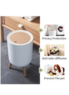 Arabest Trash can 1.8 Gallon，Dsektop garbage can 0.5 Gallon (2 Pieces) Mini Trash can with press top Lid, Nordic Modern waste basket, Office, Outdoor，Dog proof trash can(White)  - Image 2