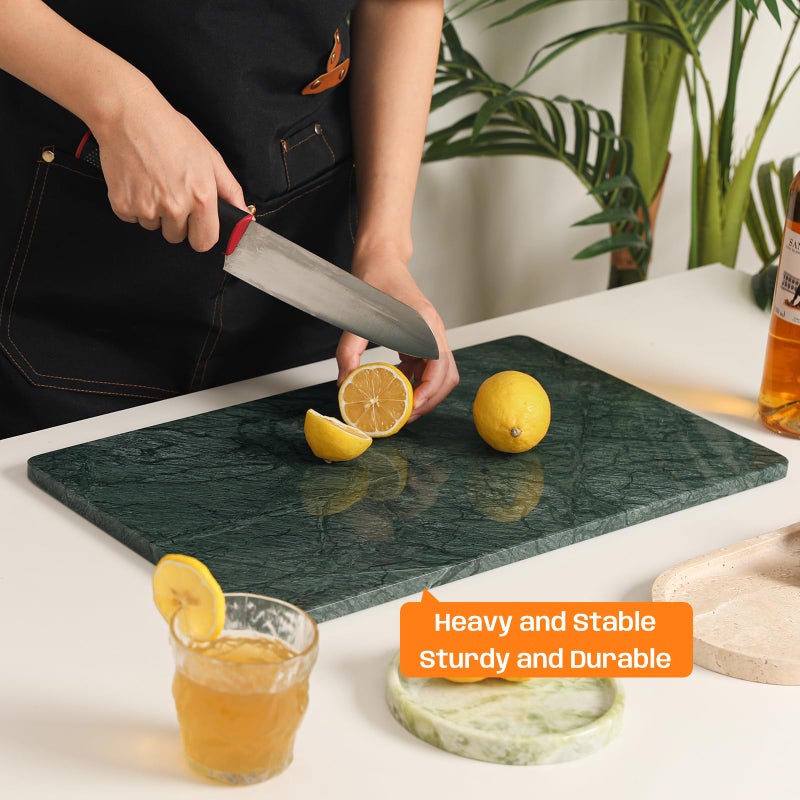 Adolif Green Marble Cutting Board, Marble Slab Pastry Board 12x20 Inch With Non-Slip Feet For Baking, Cheese, Charcuterie, Chocolate - Image 2