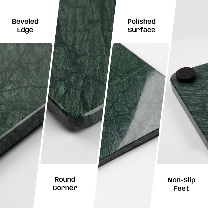 Adolif Green Marble Cutting Board, Marble Slab Pastry Board 12x20 Inch With Non-Slip Feet For Baking, Cheese, Charcuterie, Chocolate - Image 4