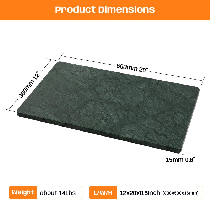 Adolif Green Marble Cutting Board, Marble Slab Pastry Board 12x20 Inch With Non-Slip Feet For Baking, Cheese, Charcuterie, Chocolate - Image 3