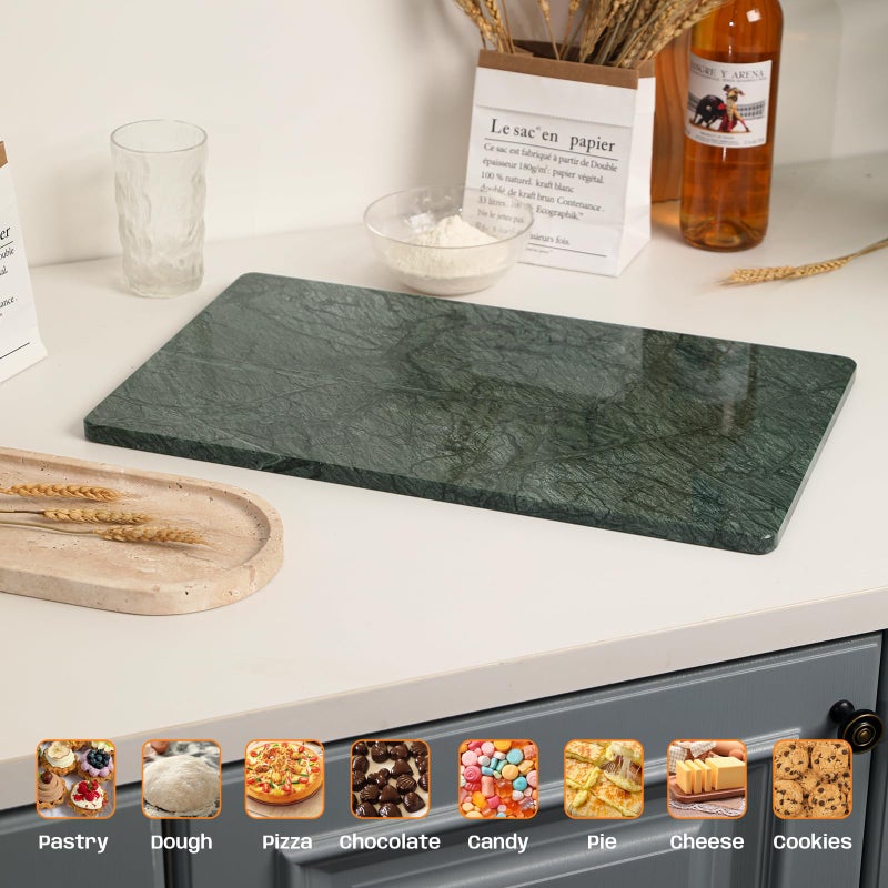 Adolif Green Marble Cutting Board, Marble Slab Pastry Board 12x20 Inch With Non-Slip Feet For Baking, Cheese, Charcuterie, Chocolate - Image 5