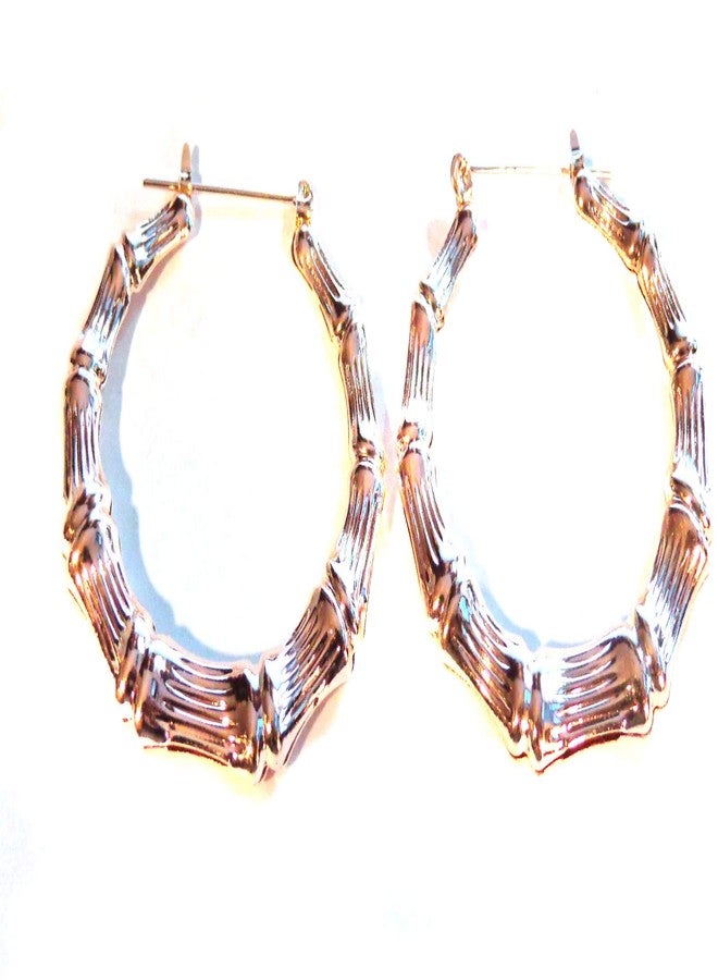 Divas Diggables Bamboo Hoop Earrings Rose Gold Bamboo 2 inch Hoop Earrings Full Hoop - Image 3