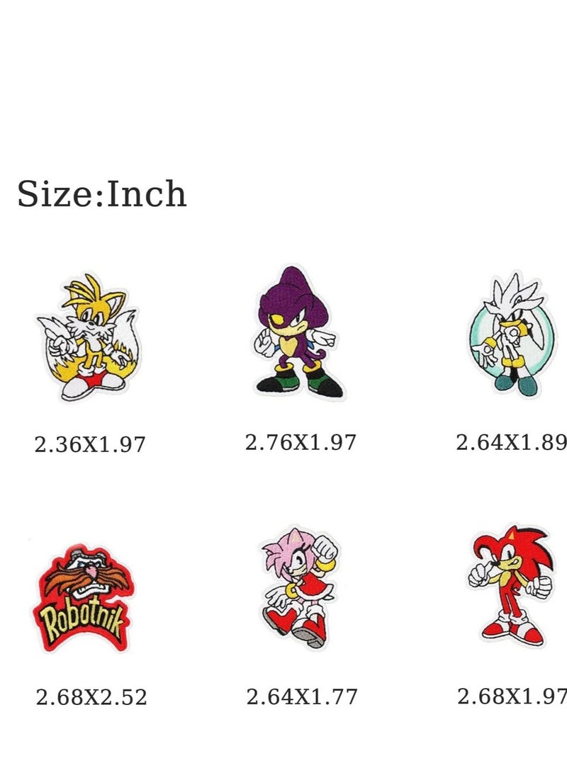SYOSI Iron on Patches, 16 Pieces Embroidered Applique Sonic Patches,Sew On Iron on Patches Fabric Repair Patches Cartoon Sonic Patches for Kids Adult Clothes Jeans Jackets Hats Shoes Backpacks - Image 3