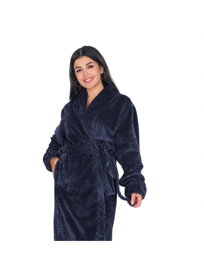 Dadoush Luxurious multi-colored, long, soft fur bathrobe with a belt - Women's fur robe - Long women's kimono, elegant design, winter robe by Daadoush - Image 2