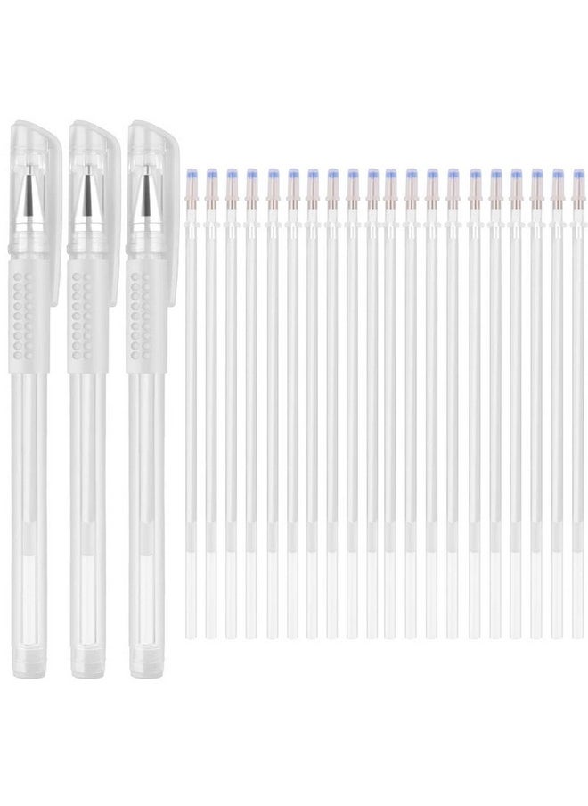 iHMeiju - Heat Erasable Fabric White Marking Pens With 20 Refills For Tailors Sewing And Quilting Dressmaking, White Heat Erase Pens Of Fabrics. - Image 1