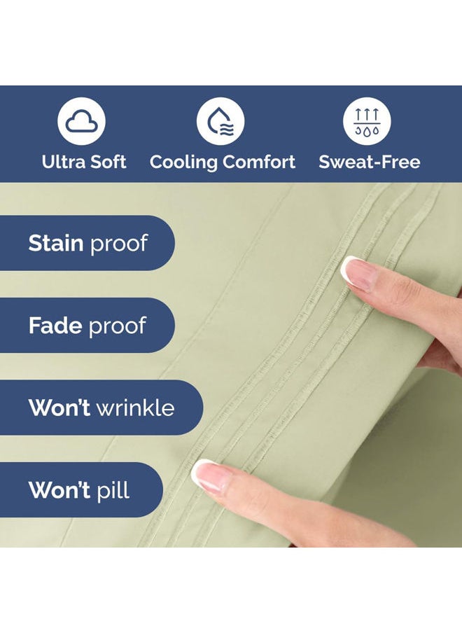 SIGNOOLA Signoola Fitted Sheet Set Of 1 Piece - Comfy Breathable & Cooling Sheets - Hotel Luxury Bed Sheets ( 240 x 250 cm )  - Deep Pockets, Easy-Fit, Extra Soft - Sage  - Image 5
