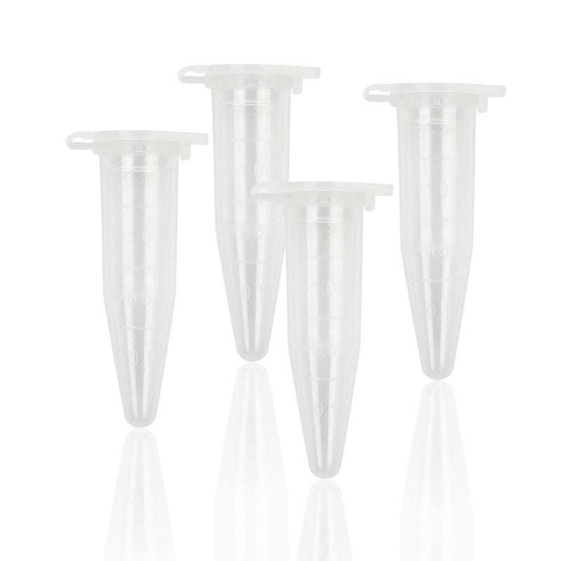JIUWU Centrifuge Tubes Bottom Tip Clear Plastic Test Tube Vials 1.5ml Pack of 100 - Image 1
