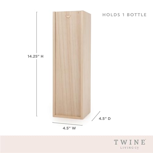 Twine Single Wooden Wine Gift Box with Sliding Lid, Champagne Gift Box, Perfect for Housewarming, Weddings, and Special Celebrations, Holds 1 Bottle, Wine Accessories, Paulownia Wood Storage Boxes - Image 3