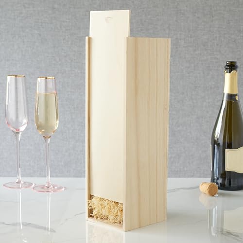 Twine Single Wooden Wine Gift Box with Sliding Lid, Champagne Gift Box, Perfect for Housewarming, Weddings, and Special Celebrations, Holds 1 Bottle, Wine Accessories, Paulownia Wood Storage Boxes - Image 4