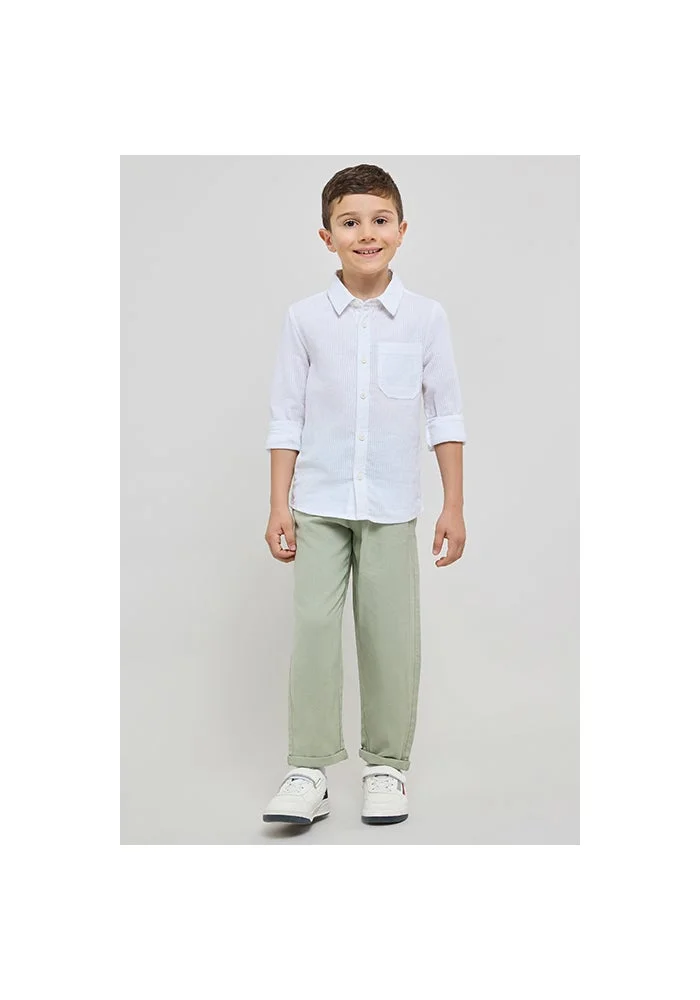 أر أند بي Self Patterned Shirt with Classic Collar and Long Sleeves