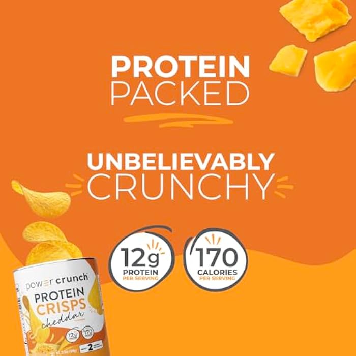 Power Crunch Protein CRISPS Variety Pack, Cheddar, Salt & Vinegar, BBQ, a Potato Style Protein Chip Snack, 12g of protein, 1.05 ounces per serving (2 of Each Flavor) - Image 5