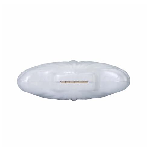 YJKIS Women Pearl Acrylic Clutch Shell Pearl Clutch Shell Purse Chain Shoulder Bag Ladies Wedding Prom Evening Handbag, White - Image 5