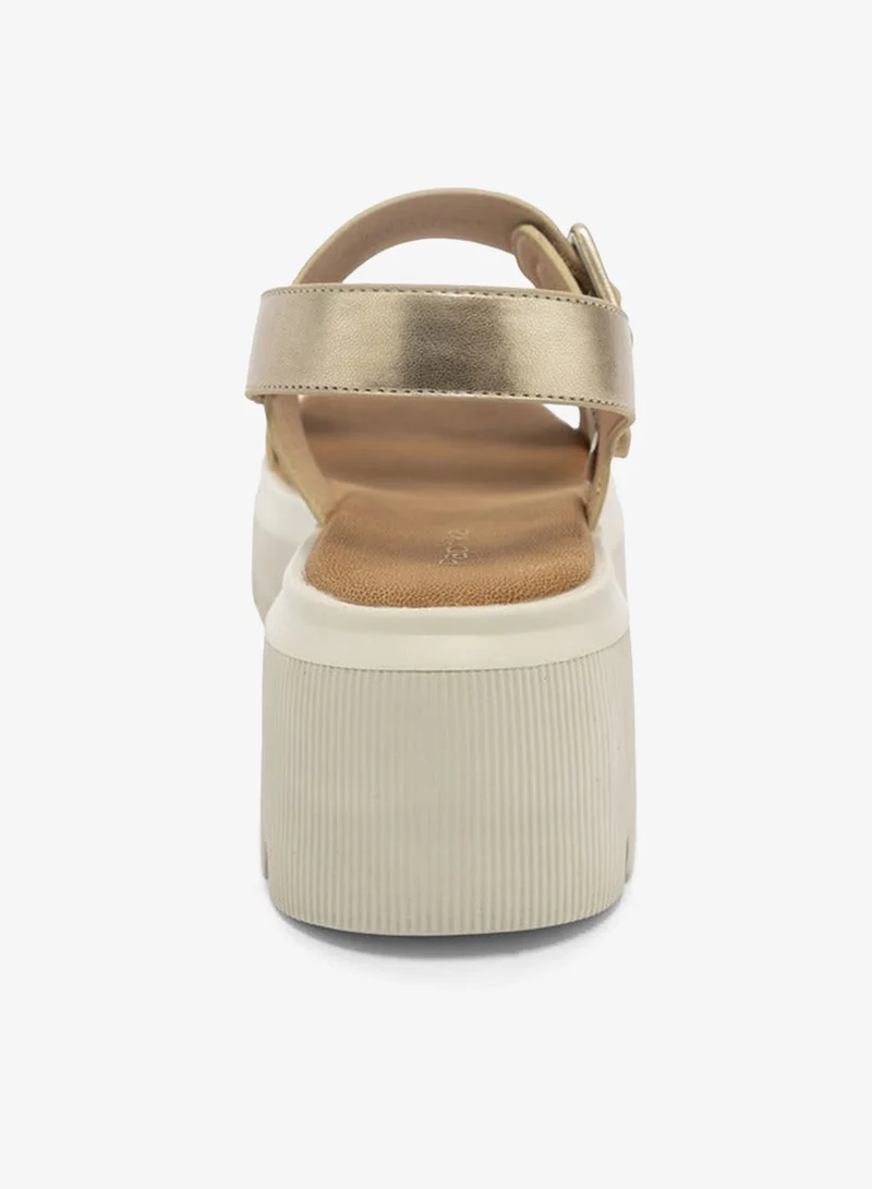 Paprika GOLD Buckle Accent Sandals with Platform Heels for Women | Best Price UAE