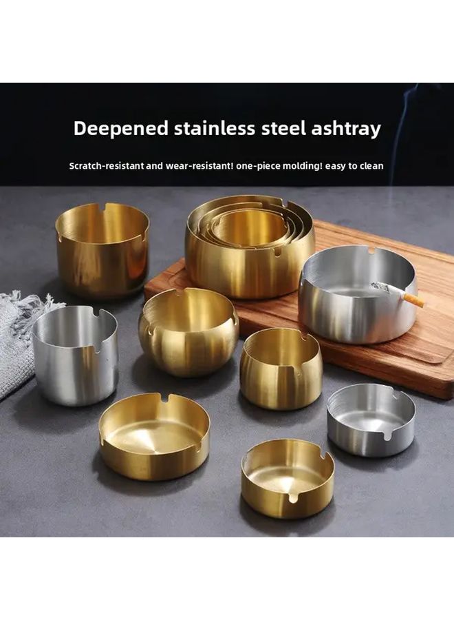 Silvery Stainless Steel Ashtray Thickened Anti Fall Home Hotel Bar Restaurant Smoking Accessory Modern Ash Catcher Fireplace - Image 1