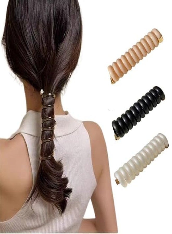 FICTIOUS Spiral Hair Ties for Women No Damage Coil Hair Ties for Girls Hair Scrunchies Telephone Wire Hair Tie Elastic Hair Bands Ponytail Holders Telephone Line Hairties, 3 pc. - Image 1