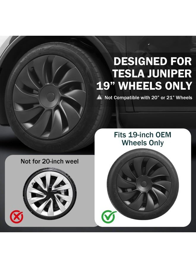 Abystar Matte Black 19 Inch Hubcaps for 2026 Tesla Model Y Juniper, Full Coverage Wheel Covers, Snap-On Rim Protectors, Durable ABS Replacement for Tesla 19” Stock Wheels, Anti-Scratch & Secure Fit - Image 2