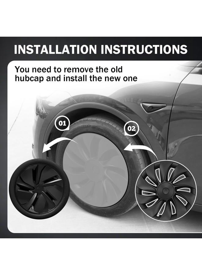 Abystar Matte Black 19 Inch Hubcaps for 2026 Tesla Model Y Juniper, Full Coverage Wheel Covers, Snap-On Rim Protectors, Durable ABS Replacement for Tesla 19” Stock Wheels, Anti-Scratch & Secure Fit - Image 3