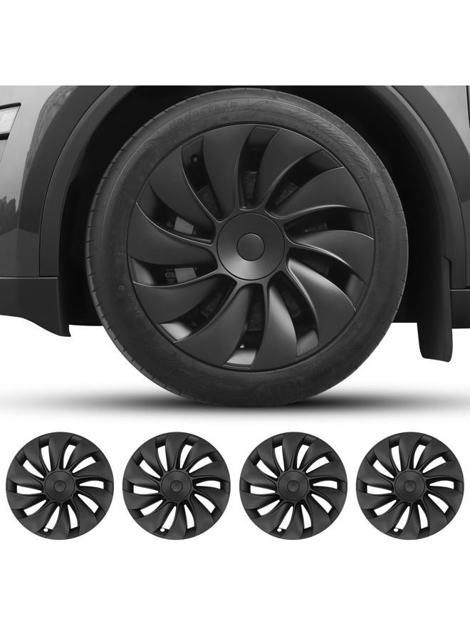 Abystar Matte Black 19 Inch Hubcaps for 2026 Tesla Model Y Juniper, Full Coverage Wheel Covers, Snap-On Rim Protectors, Durable ABS Replacement for Tesla 19” Stock Wheels, Anti-Scratch & Secure Fit - Image 1