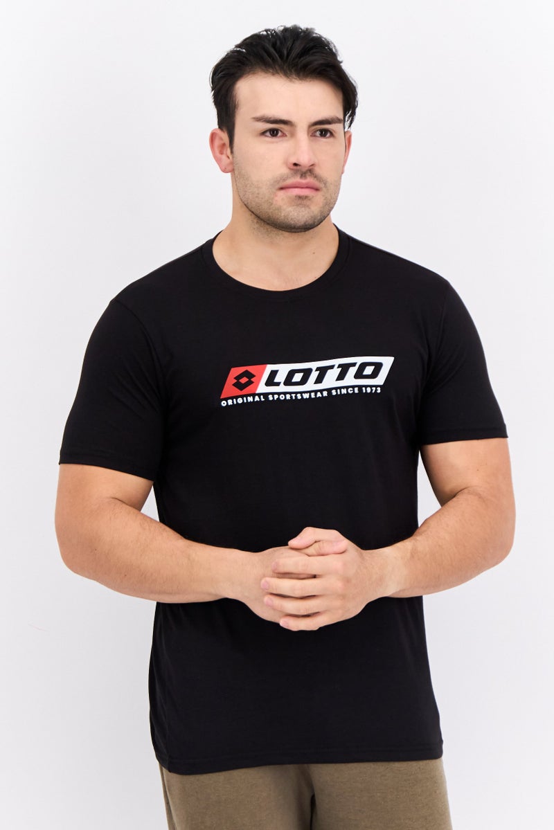 LOTTO Men Sportswear Fit Short Sleeve Outdoor T Shirt, Black - Image 1