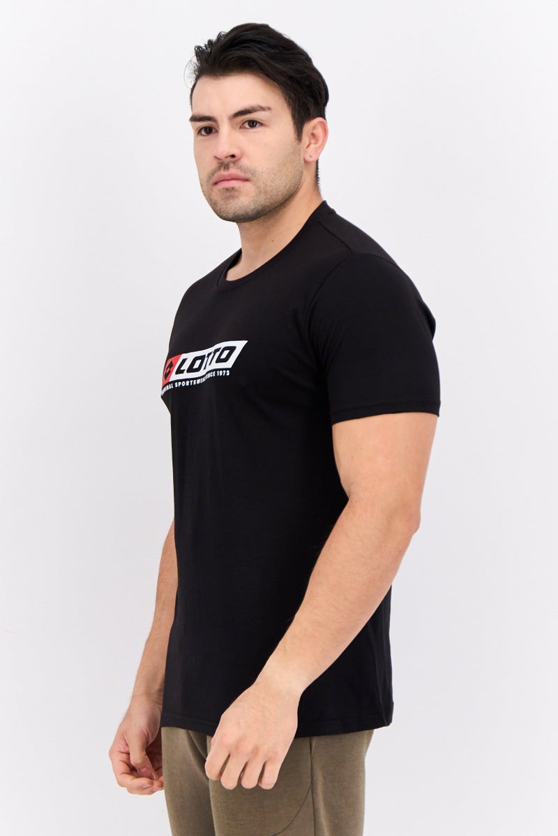 LOTTO Men Sportswear Fit Short Sleeve Outdoor T Shirt, Black - Image 4