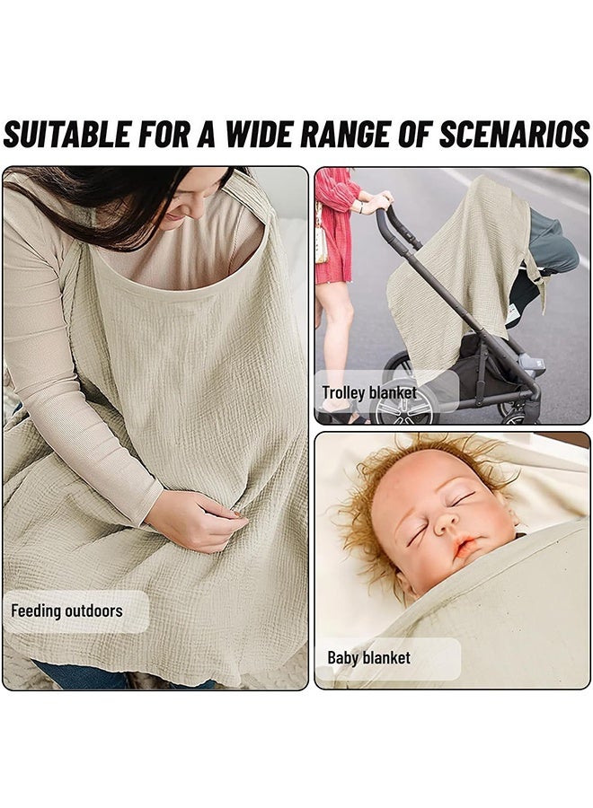 Muslin Nursing Cover for Baby Breastfeeding, Breathable 100% Cotton Breastfeeding Cover with Rigid Hoop for Mother Nursing Apron, Multi-use Carseat Canopy (Green) - Image 5