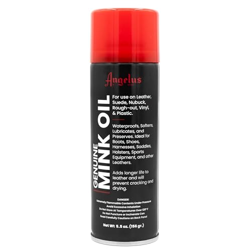 Angelus Genuine Professional Mink Oil Conditioner Spray 55 oz Premium Leather Conditioner Waterproofs Softens Extends Life of Leather Shoes Boots Gloves Saddles for Suede Nubuck Vinyl - Image 1