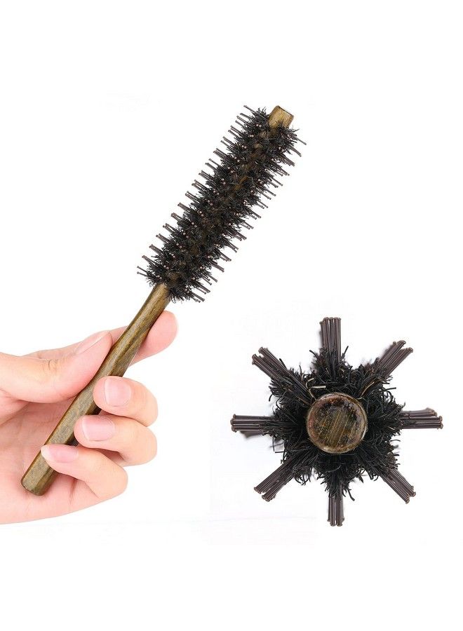 Perfehair Small Round Hair Brush With Boar & Nylon Bristle 1.4 Inch Mini Rolling Circular Hairbrush For Blow Drying Curling Styling Fine Thin Short Hair Bangs Beard - Image 2