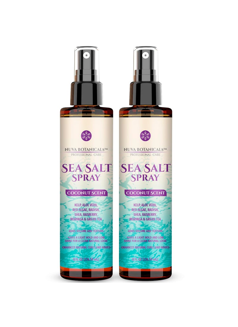 Nuva Botanicals Coconut Sea Salt Spray for Hair  Texturizing Spray Salt Water Spray for Hair with Castor Oil Aloe Vera Red Algae Extract Kelp  Sea Salt Hair Spray with Raspbery Green Tea Texture Spray 2 Pack 
