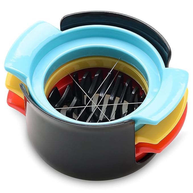 LUCC1N 3 in 1 Egg Slicer for Hard Boiled Eggs Dishwasher Safe Egg CutterDurable 304 Stainless Steel Wires Easy to Clean TimeSaving Multi Colours - Image 1