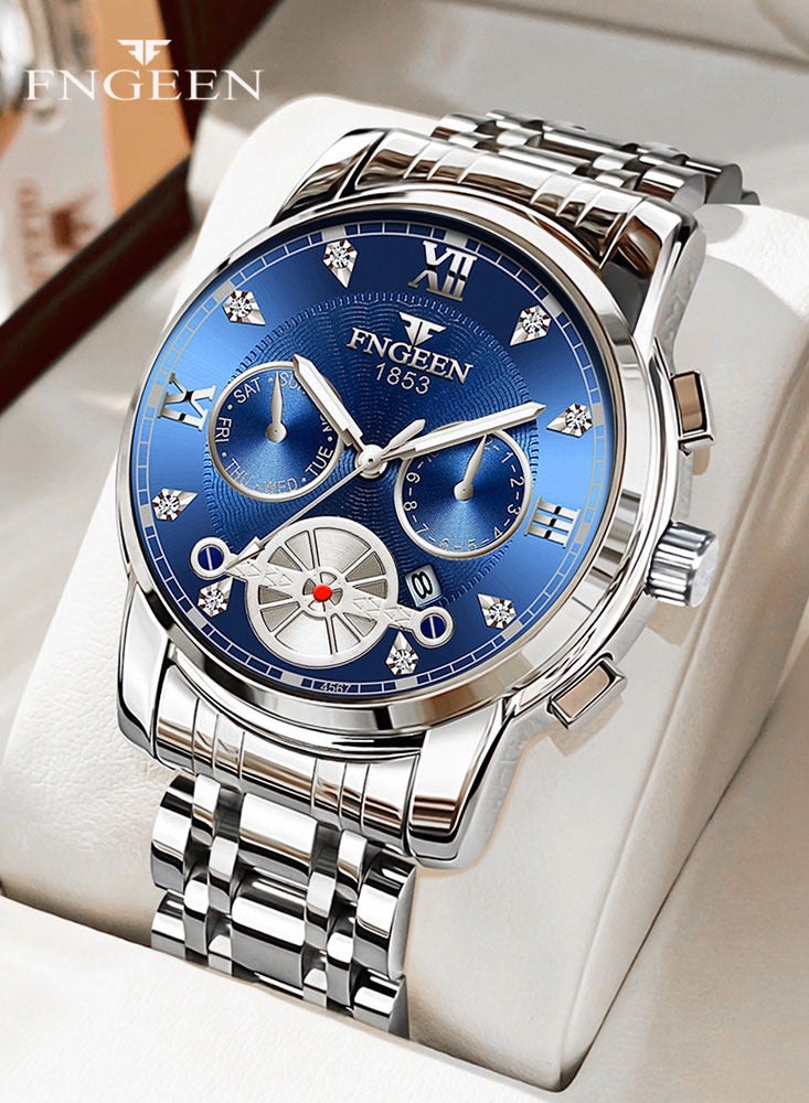 فنجين ساعات رجالية فاخرة، ساعة رياضية مقاومة للماء حتى 30 متر، ساعة يد مرصعة بالألماس - Image 1