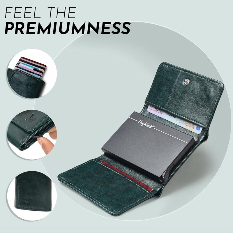 Highlark ® Luxury Leather Pop-Up Card Holder for Men & Women | RFID Blocking Classic & Minimalist Design | Slim Card Holder Wallet with Quick Access - Image 3