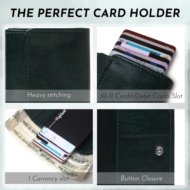 Highlark ® Luxury Leather Pop-Up Card Holder for Men & Women | RFID Blocking Classic & Minimalist Design | Slim Card Holder Wallet with Quick Access - Image 4