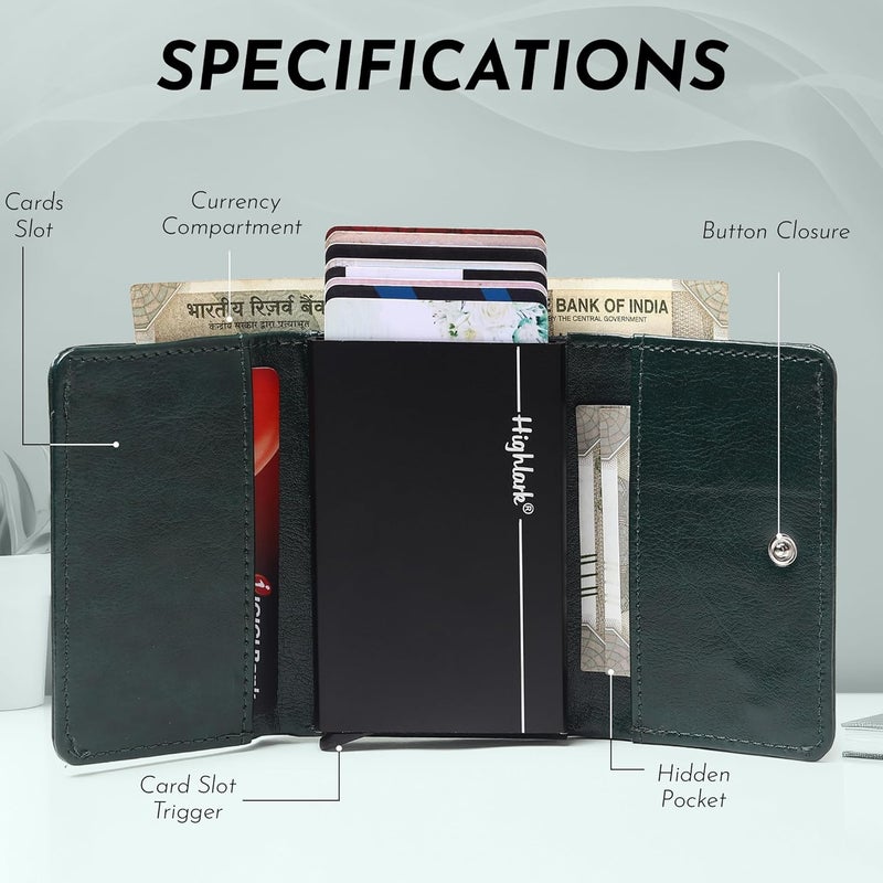 Highlark ® Luxury Leather Pop-Up Card Holder for Men & Women | RFID Blocking Classic & Minimalist Design | Slim Card Holder Wallet with Quick Access - Image 2