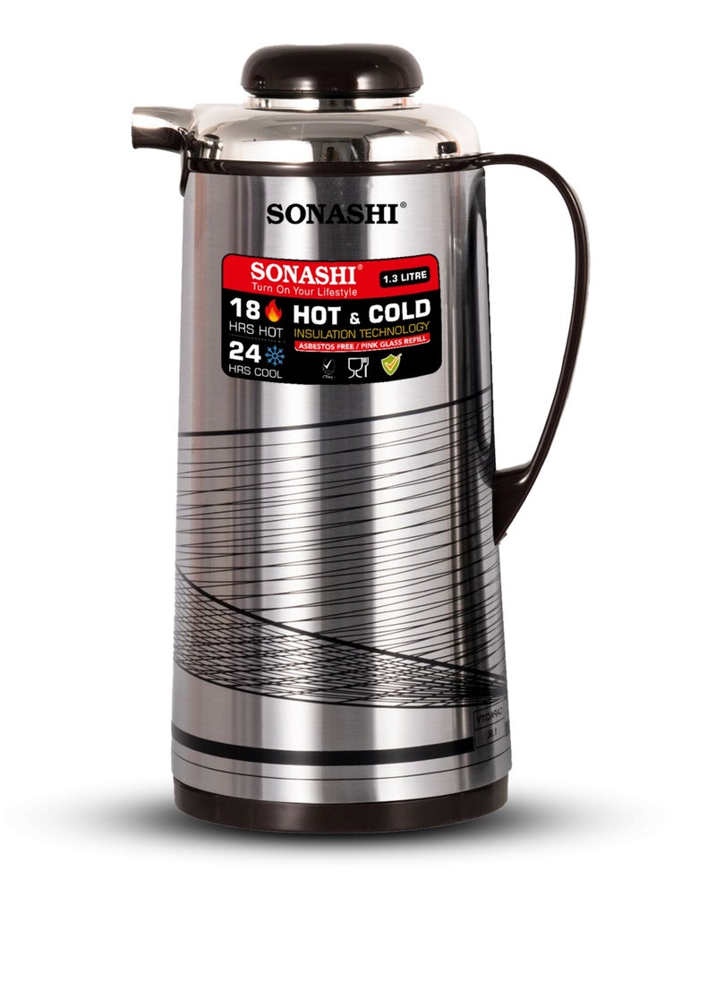 SONASHI 1.3L Vacuum Flask for Hot & Cold Beverages | Portable Thermos for Keeping Hot/Cold 18 & 24 Hours Retention | Easy to Clean | Ideal for Outings | Thermos/Vacuum Flask SVF-1300  - Image 1