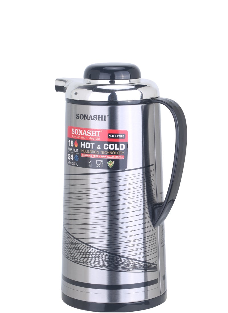 SONASHI 1.3L Vacuum Flask for Hot & Cold Beverages | Portable Thermos for Keeping Hot/Cold 18 & 24 Hours Retention | Easy to Clean | Ideal for Outings | Thermos/Vacuum Flask SVF-1300  - Image 3